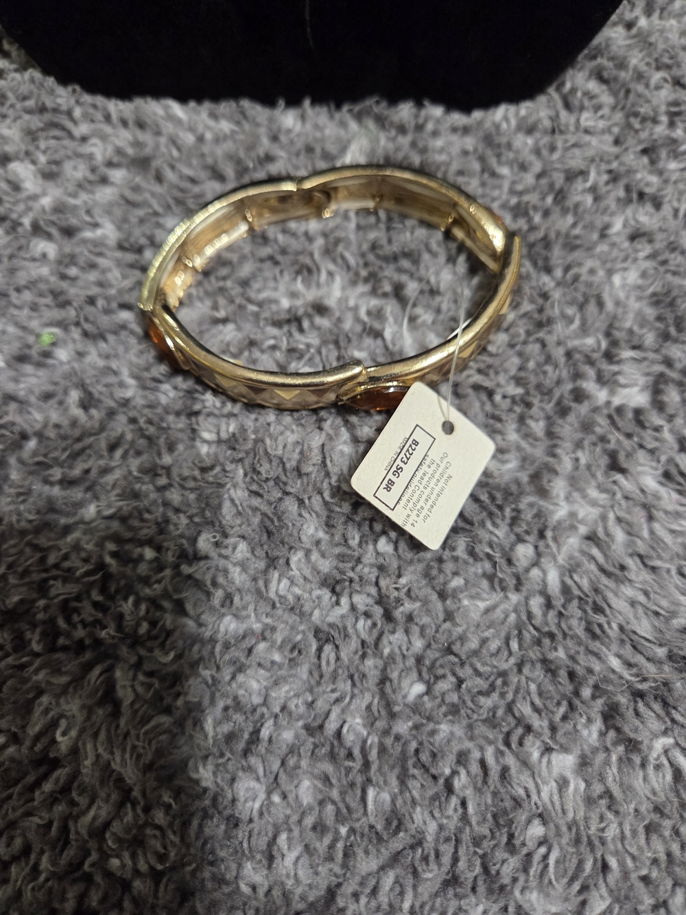 Gold-Tone Hinged Bangle Bracelet with Amber Accents